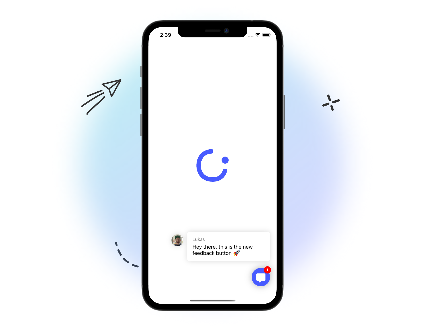 Gleap feedback button with live chat bubble
